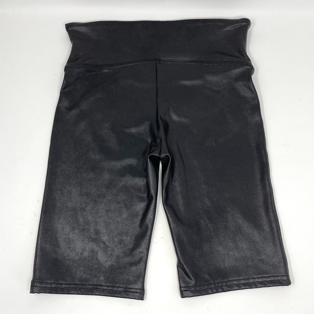 SPANX Faux Leather Bike Shorts in Black High Waisted Shiny Finish Women Size M - Picture 8 of 12